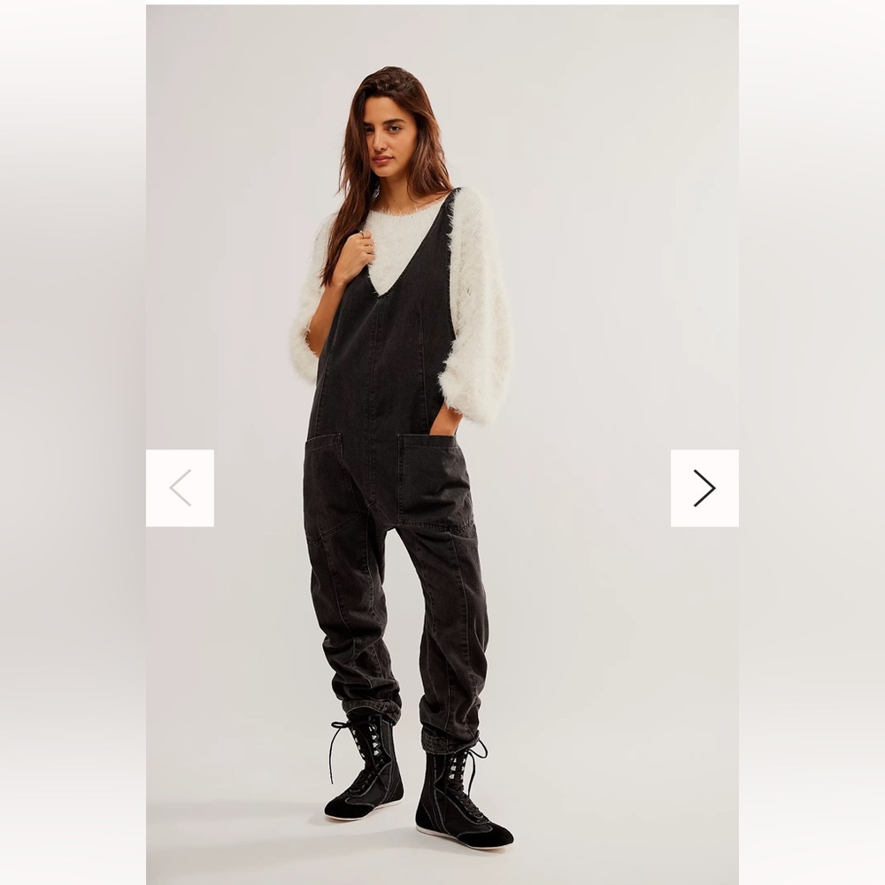 BNWT Free People We The Free High Roller Jumpsuit -Medium, mineral black